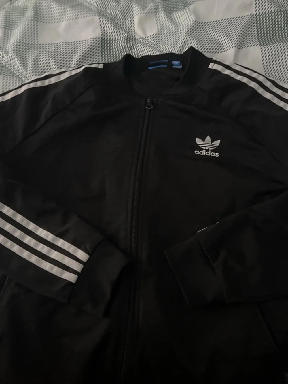 adidas Black Jacket with White Three-Stripes